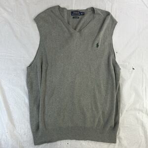 Polo Ralph Lauren Sweater Vest Men’s XL V-Neck Pima Cotton Preppy Grey